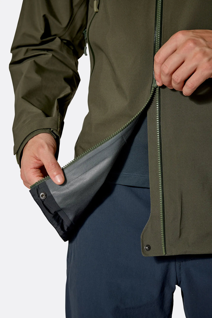 Rab Men's Kangri GORE-TEX Jacket in Army - Hand Pocket Open Detail
