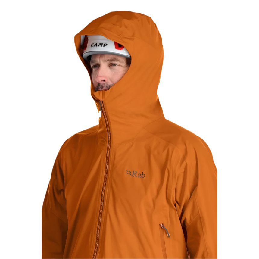 Rab Men's Kinetic Alpine 2.0 Waterproof Jacket in Marmalade - chest pocket detail