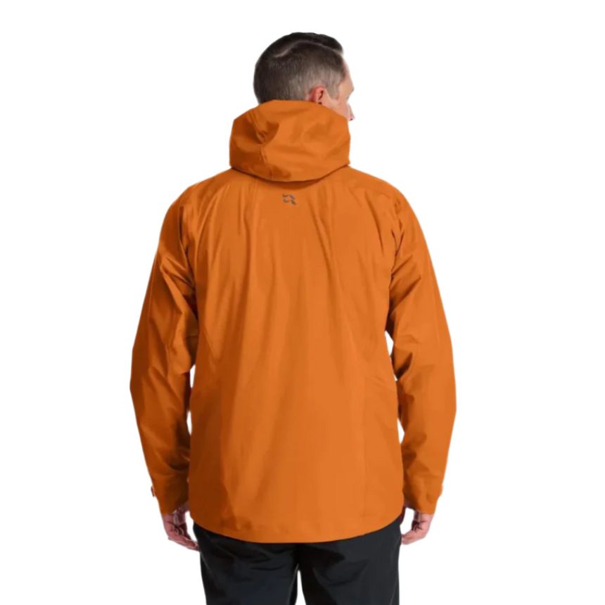 Rab Men's Kinetic Alpine 2.0 Waterproof Jacket in Anthracite - flat lay, hood up