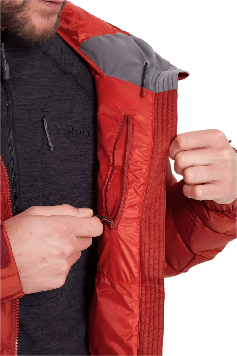 Rab Men's Nebitron Pro Insulated Jacket in Tuscan Red - chest pocket detail