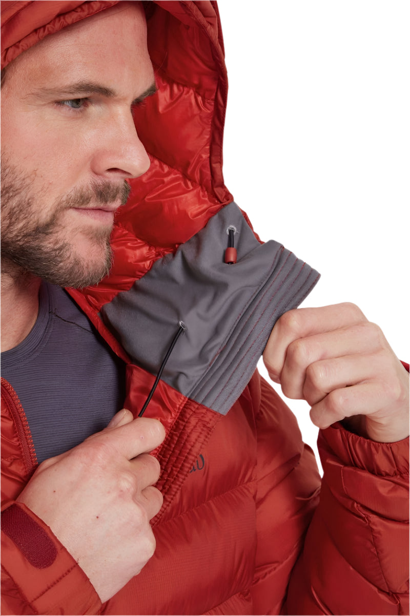 Rab Men's Nebitron Pro Insulated Jacket in Tuscan Red - collar detail