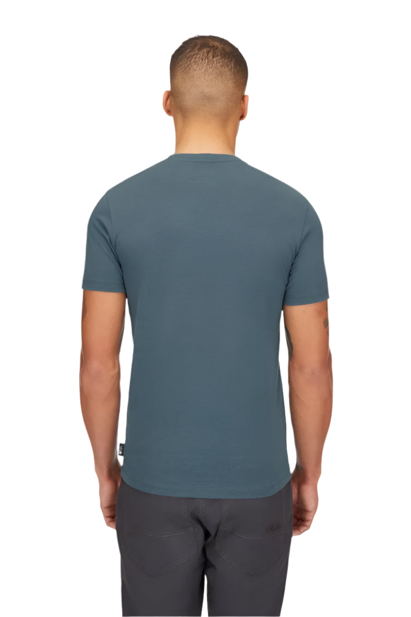 Rab Men's Stance Alpine Peak Tee in Orion Blue - worn, back