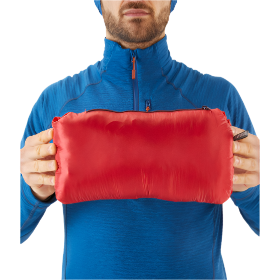 Rab Men's Xenair Alpine Jacket in Deep Ink - packed into stuff sack pocket