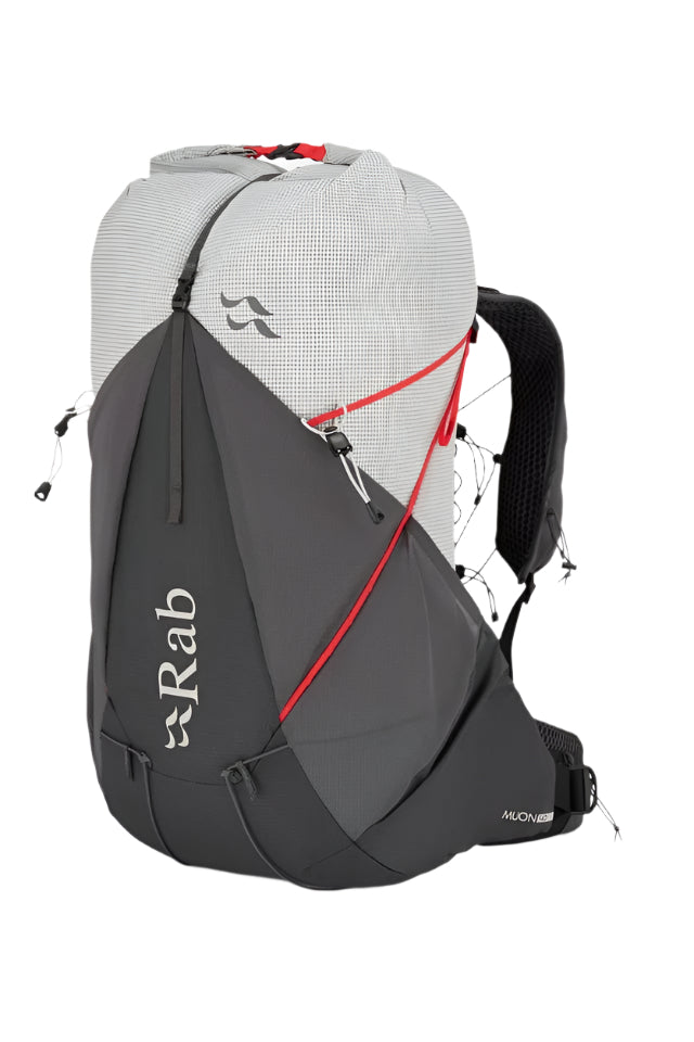 Rab Muon 40L Hiking Pack in Pewter/Graphene - Front View