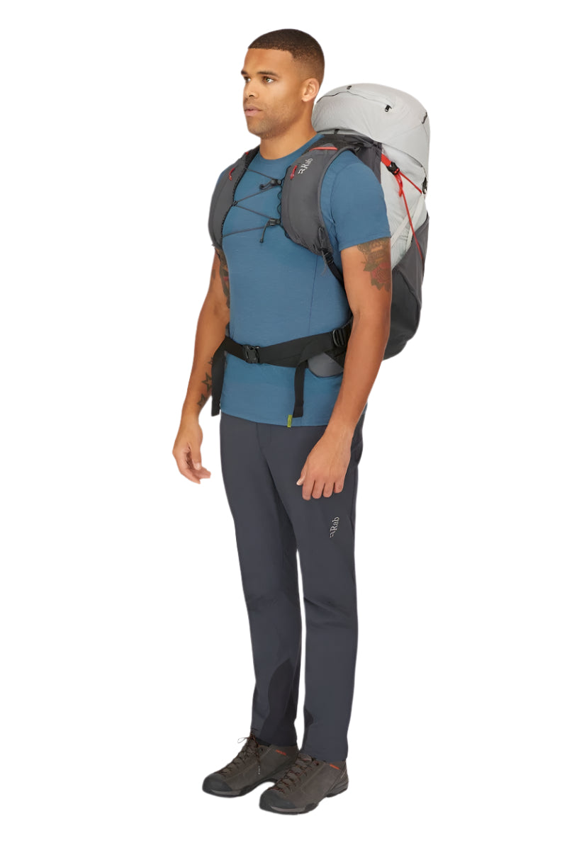 Rab Muon 50L Hiking Pack in Pewter/Graphene - On Model Full Length