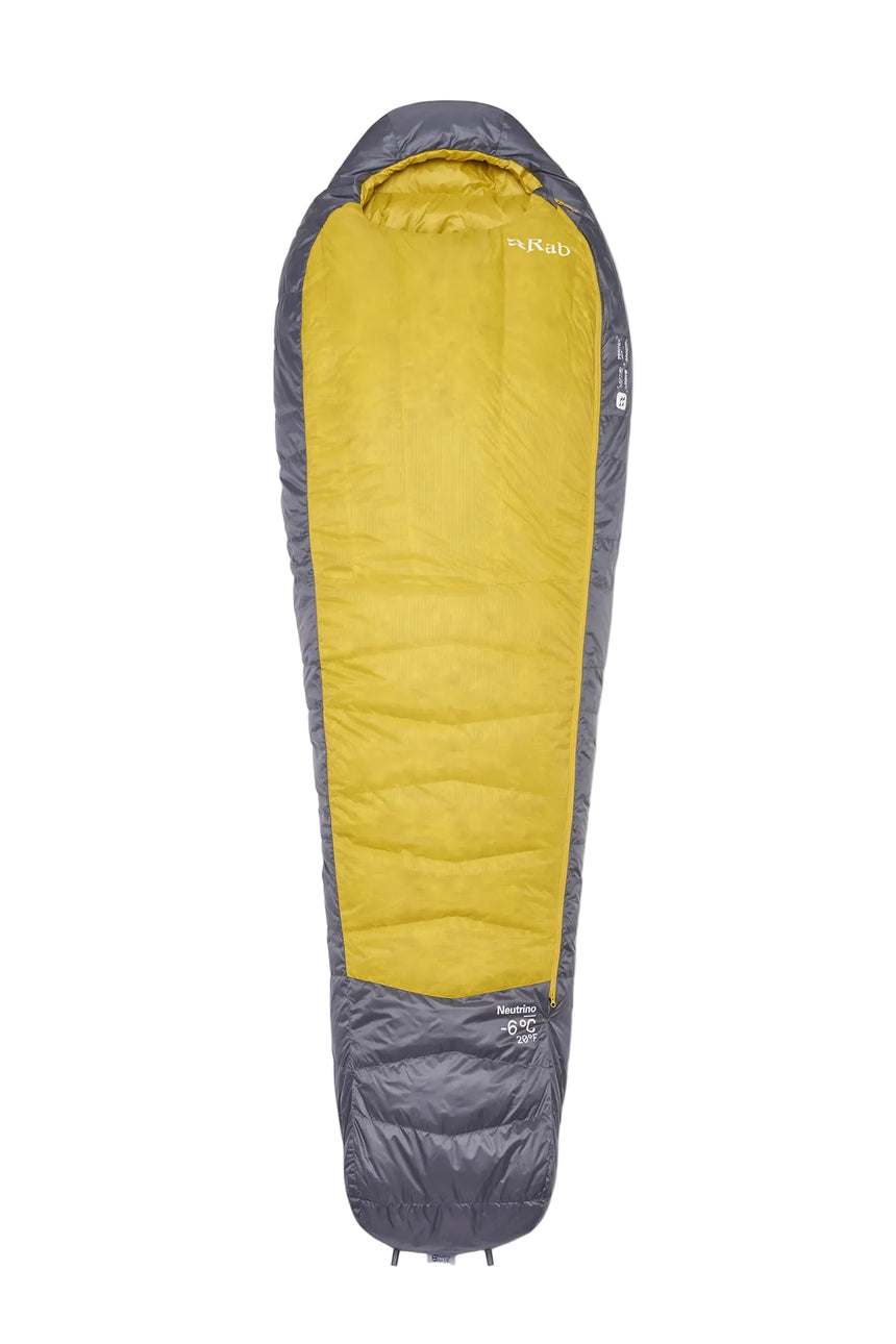 Rab Neutrino Down Sleeping Bag (-6°C/20F) in Graphene/Dark Pollen - Front View