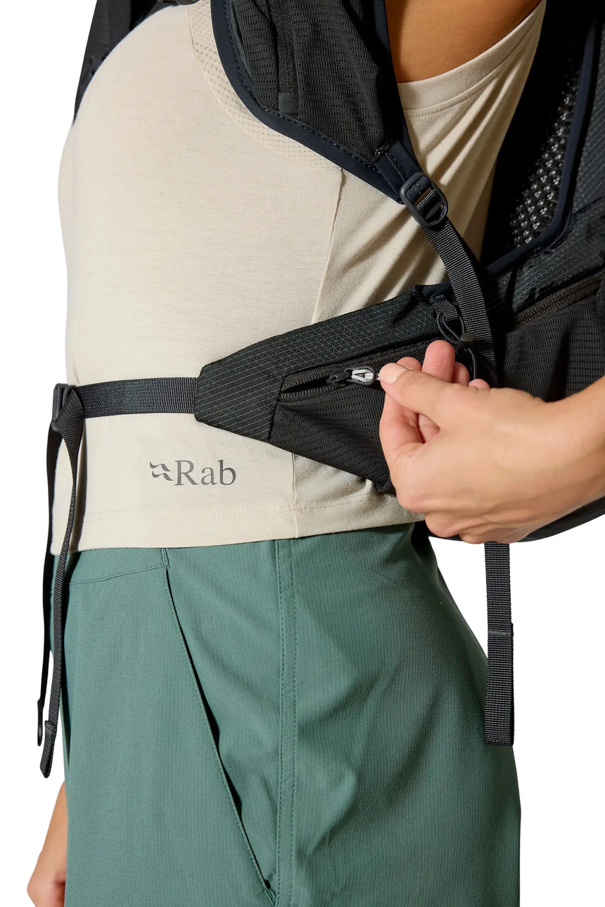 Rab Nitron 12L Lightweight Pack in Anthracite - On Model Side Stash Pocket