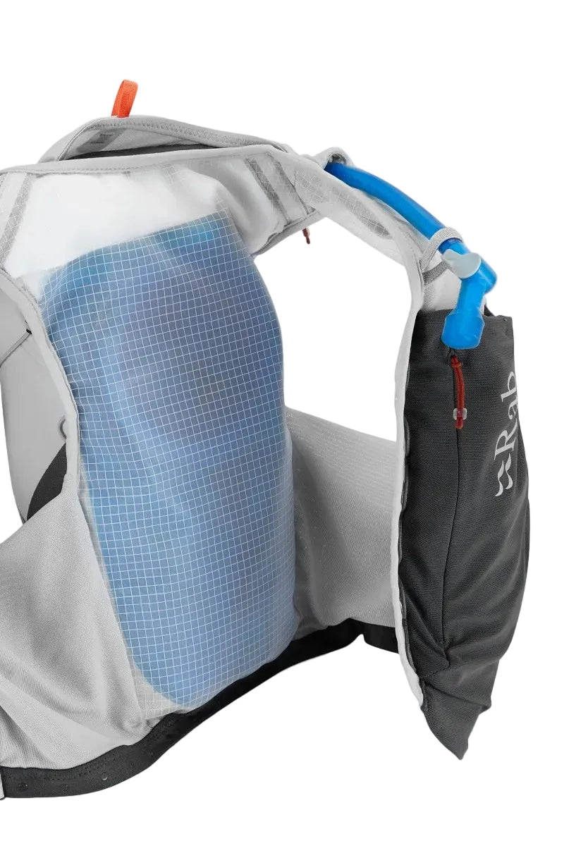 Rab Veil 12L Lightweight Running Vest in Gargoyle/Graphene - Flask Side Access