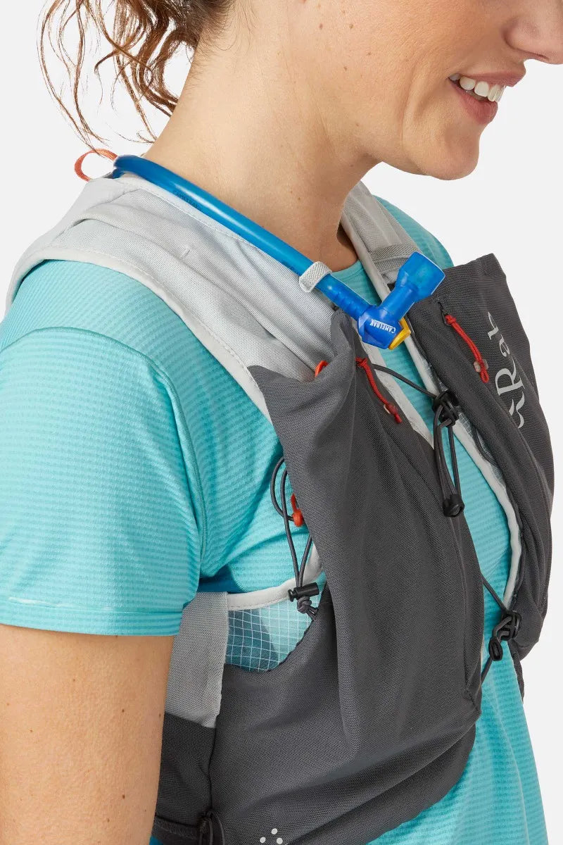 Rab Veil 6L Lightweight Running Vest in Gargoyle/Graphene - Bungee Pole Holder Detail
