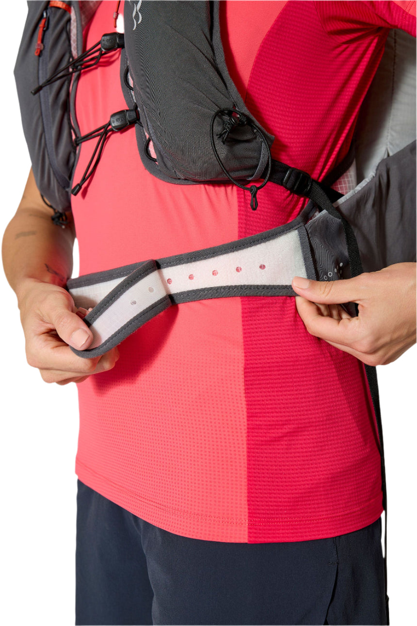 Rab Veil XP 20L Waterproof Pack in Pewter/Graphene - On Model Harness Detail
