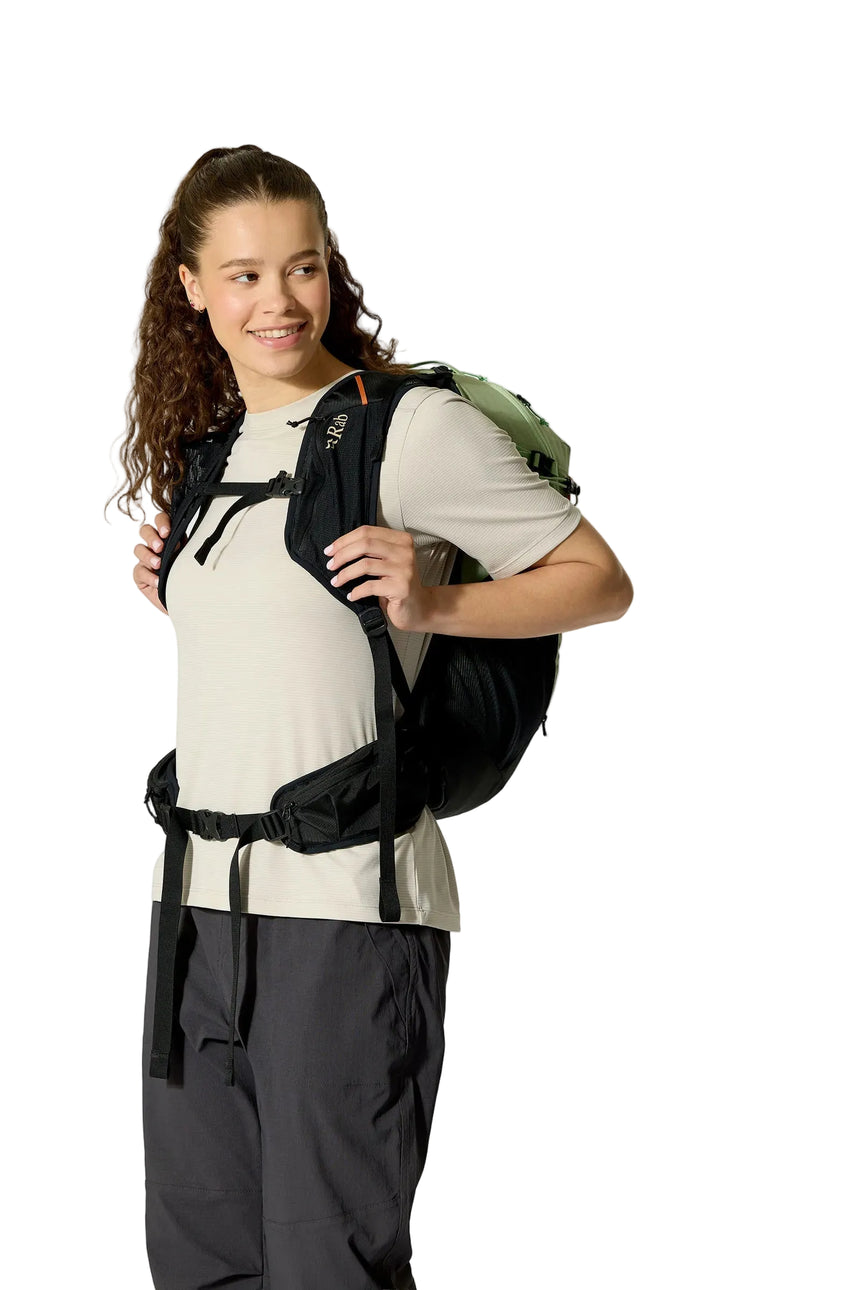 Rab Women's Airox ND22L Day Pack in Fig Green/Black - On Model Side View Alt 2