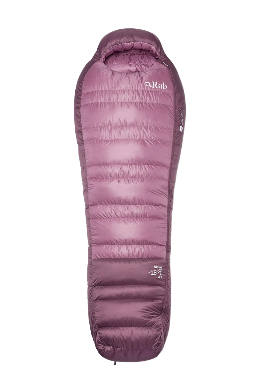 Rab Women's Alpine Down Sleeping Bag (-18°C/0F) in Iris/Dark Iris - front