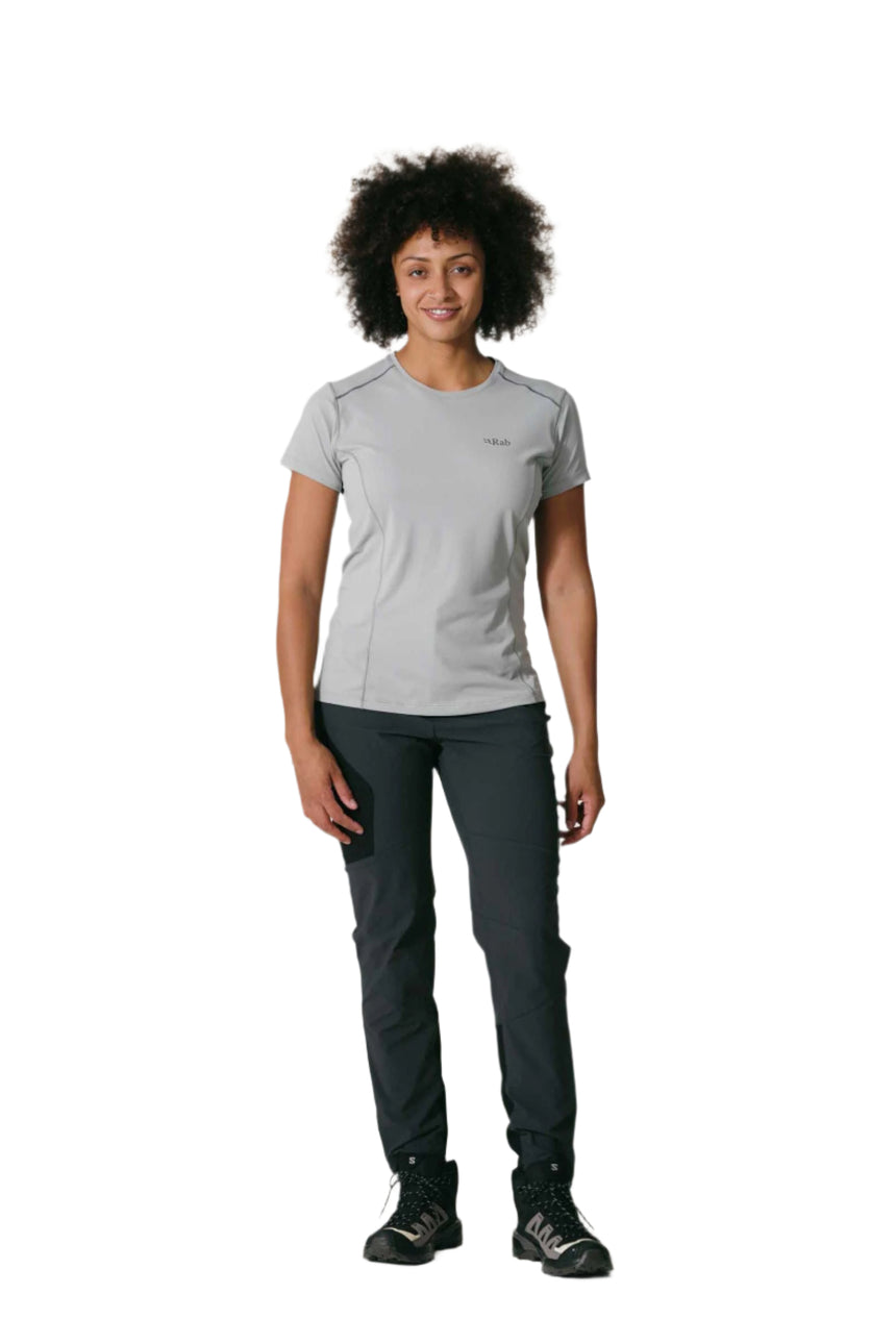 Rab Women's Ascendor Pants in Anthracite - front, worn