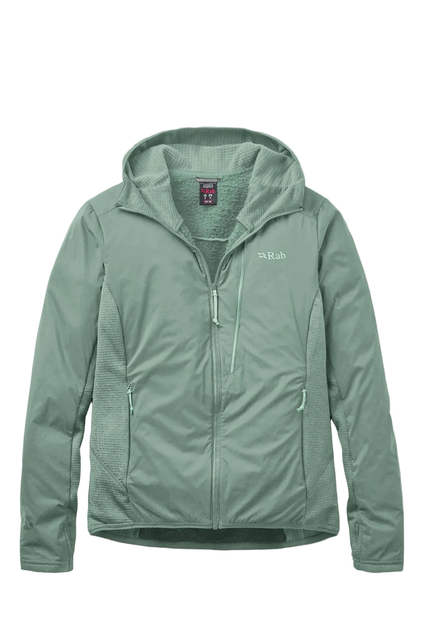 Rab Women's Ascendor Summit Hoody in Dark Fig Green - front