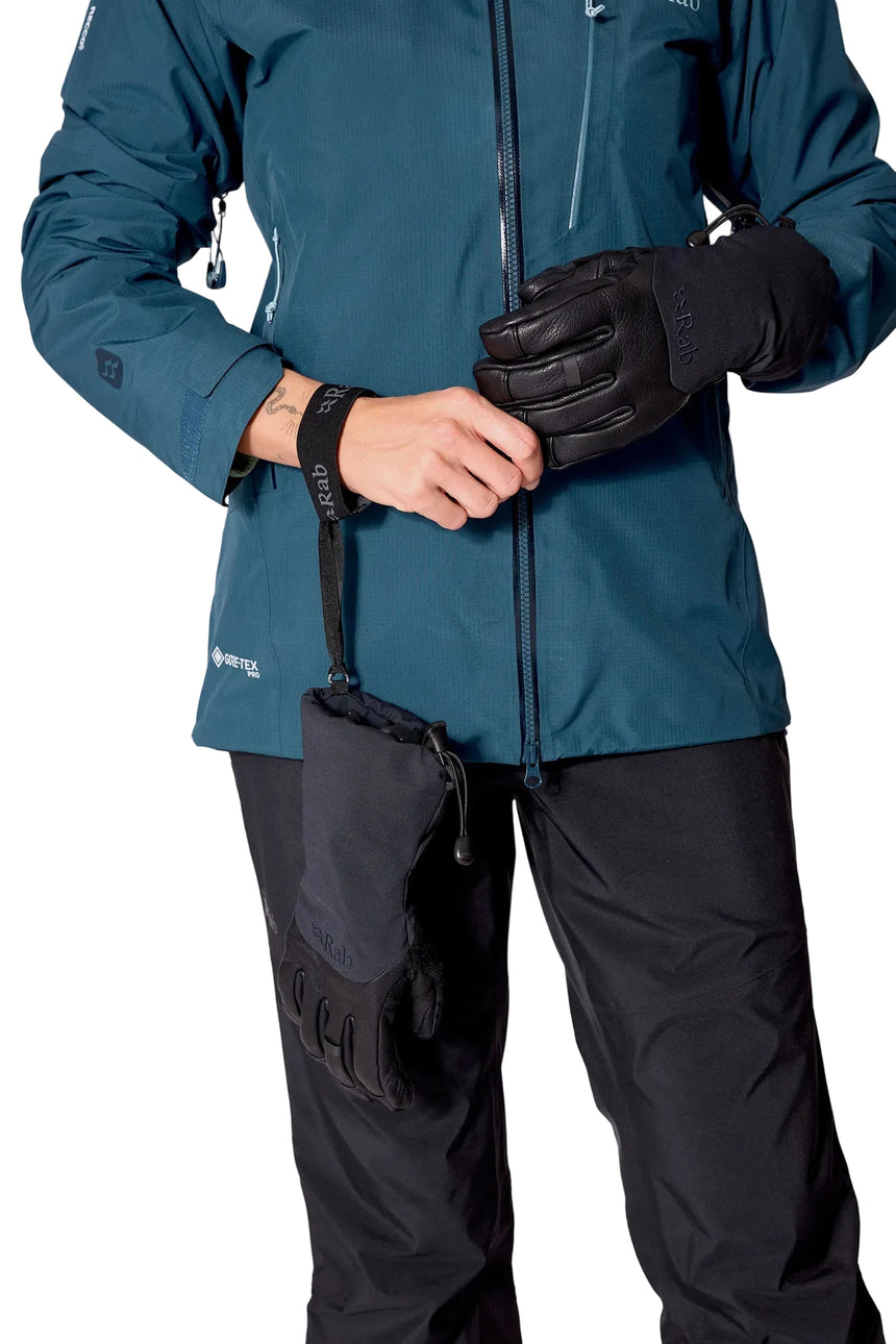 Rab Women's Guide GORE-TEX Gauntlets in Black - worn, detail