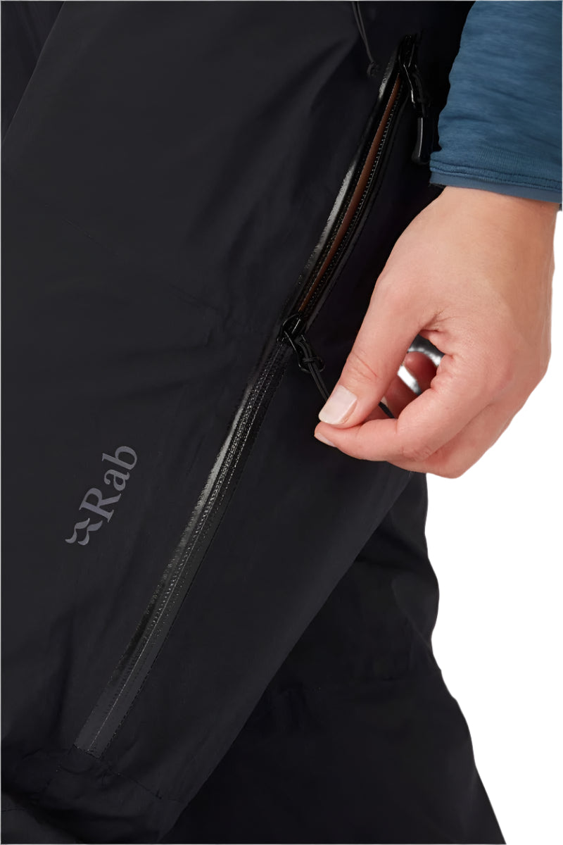 Rab Women's Khroma Diffract Insulated Ski Pants in Black - thigh pocket detail