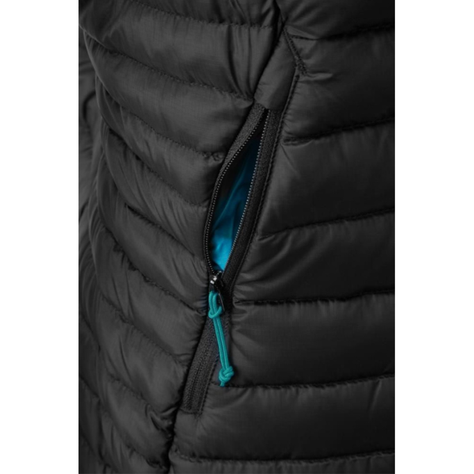 Rab Women's Microlight Down Vest in Black - Zip Pocket Detail