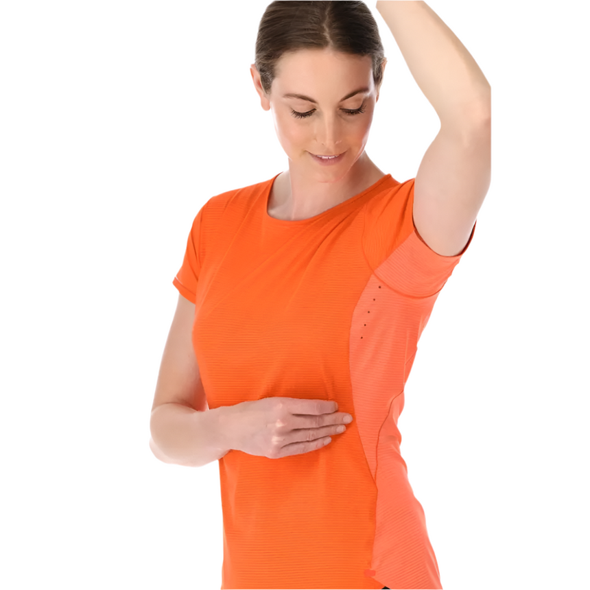 Rab Women's Sonic Ultra Tee in Red Grapefruit/Reef - Side