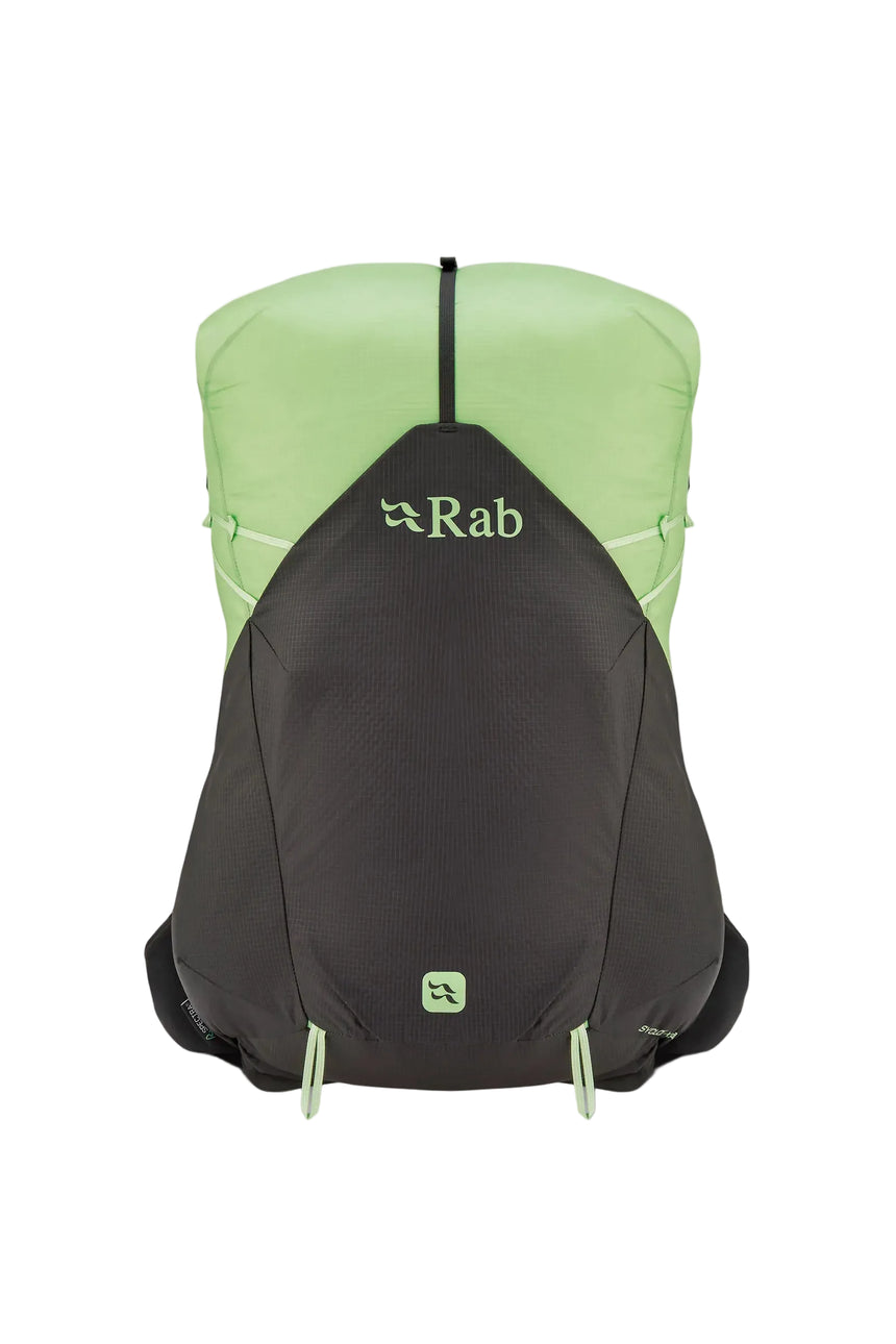 Rab Women's Syclon XP ND 28L Waterproof Pack in Black/Dark Fig Green - Front Standalone 2