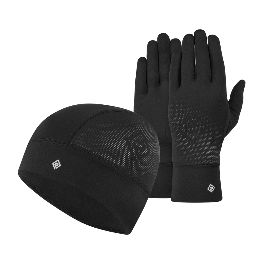 Ronhill Beanie and Glove Set in All Black - beanie and glove detail