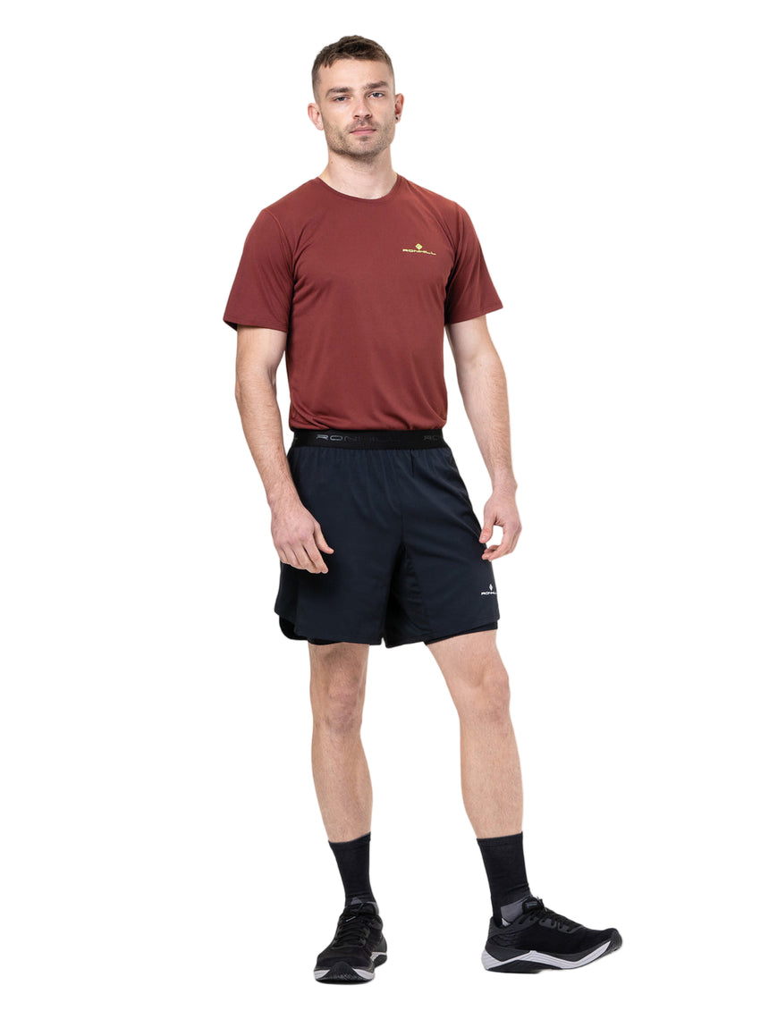 Ronhill Men's Core S/S Tee in Chestnut/Acid - front, fit