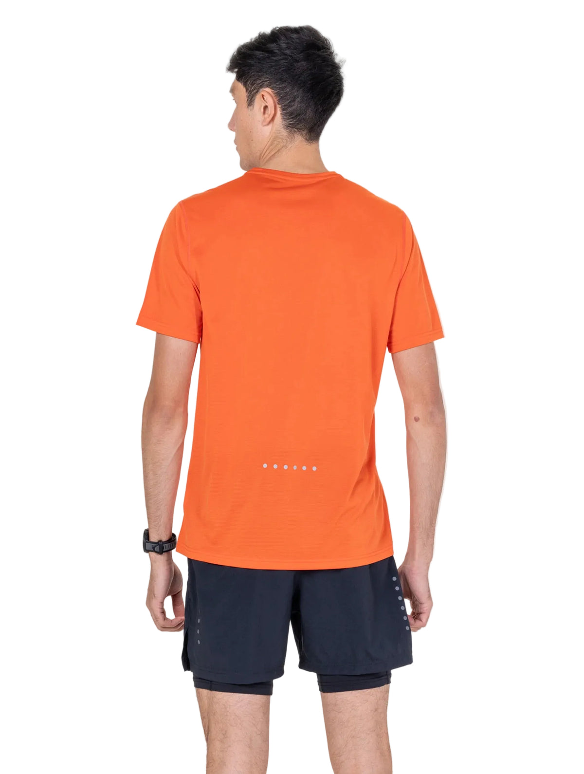 Ronhill Men's Core S/S Tee in Ronhill Red - worn, back, close crop