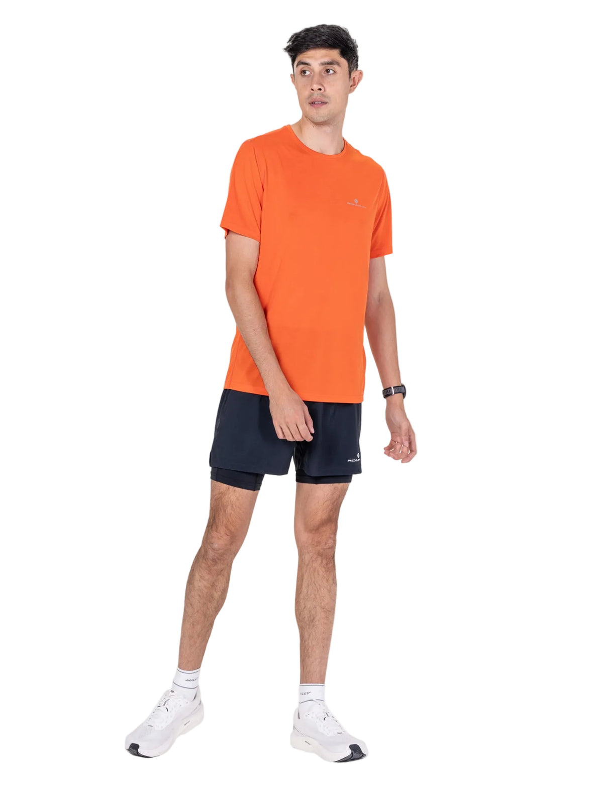 Ronhill Men's Core S/S Tee in Ronhill Red - worn, front, standing