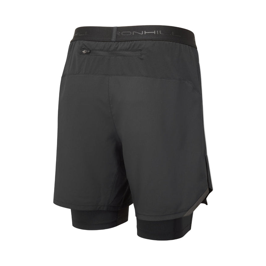 Ronhill Men's Tech 7" Twin Short in All Black - back