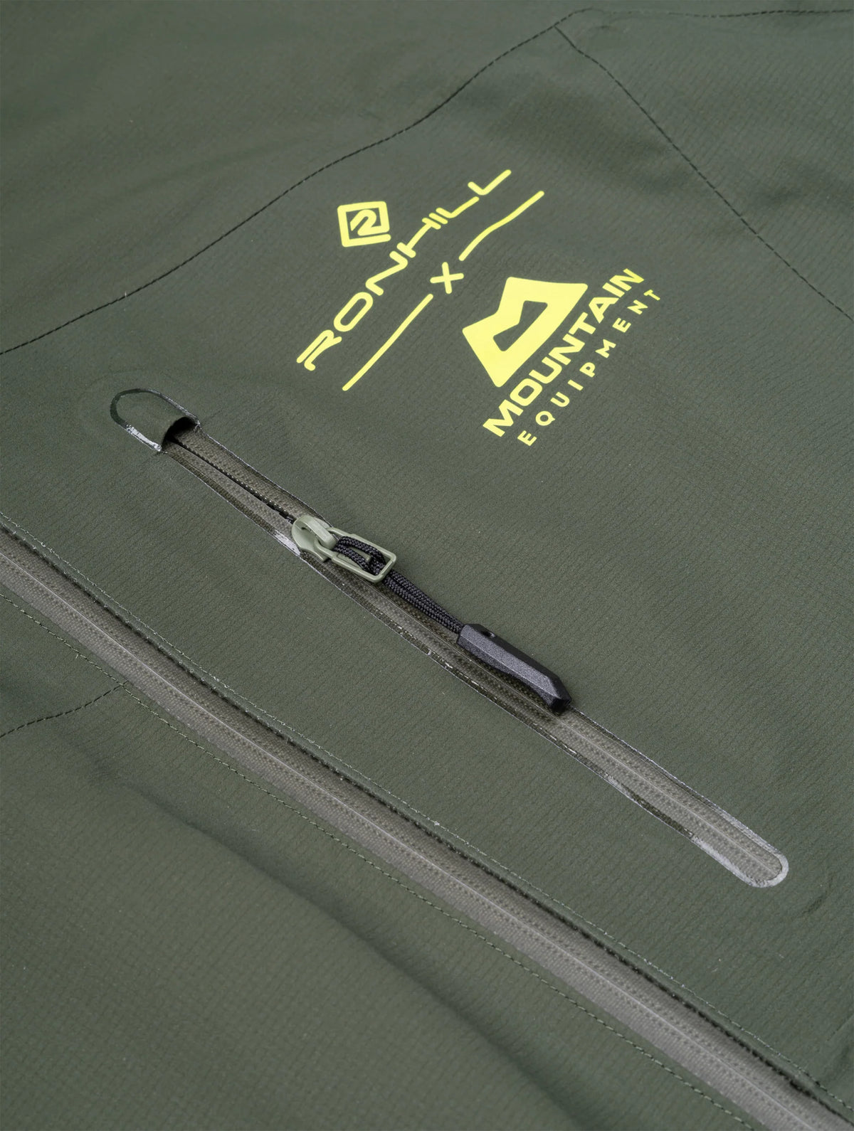 Ronhill Men's Tech GORE-TEX Mercurial Jacket 2 in Kelp/Zest - zip detail