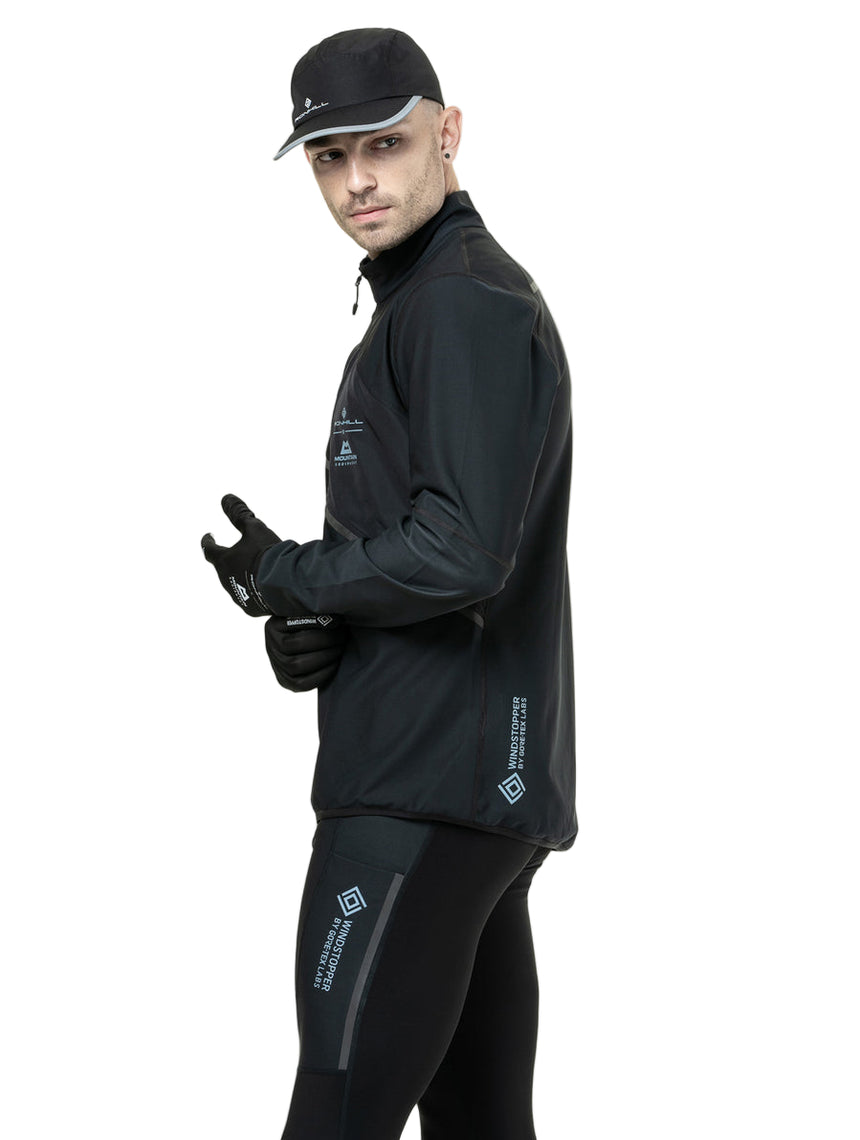 Ronhill Men's Tech GORE-TEX Windstopper Jacket in All Black - side, fit