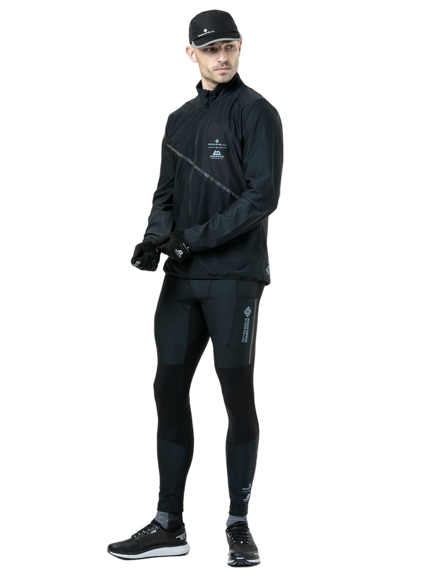 Ronhill Men's Tech GORE-TEX Windstopper Jacket in All Black - worn, front