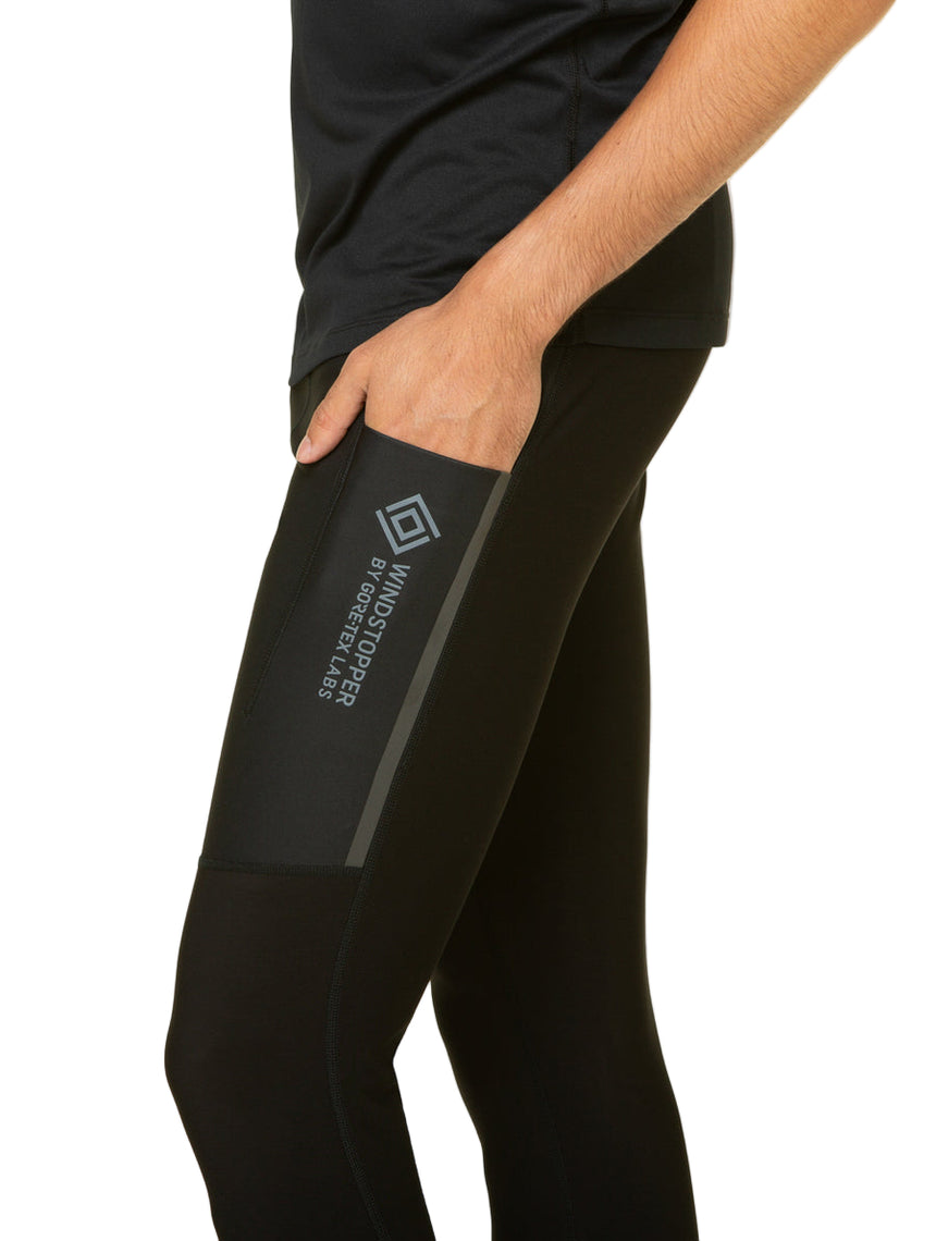Ronhill Men's Tech GORE-TEX Windstopper Tight in All Black - thigh stash pocket detail
