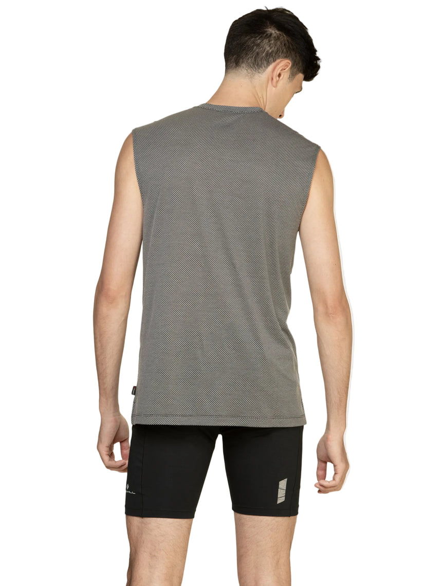 Ronhill Men's Tech Golden Hour Tank in Black Matrix - back, 3