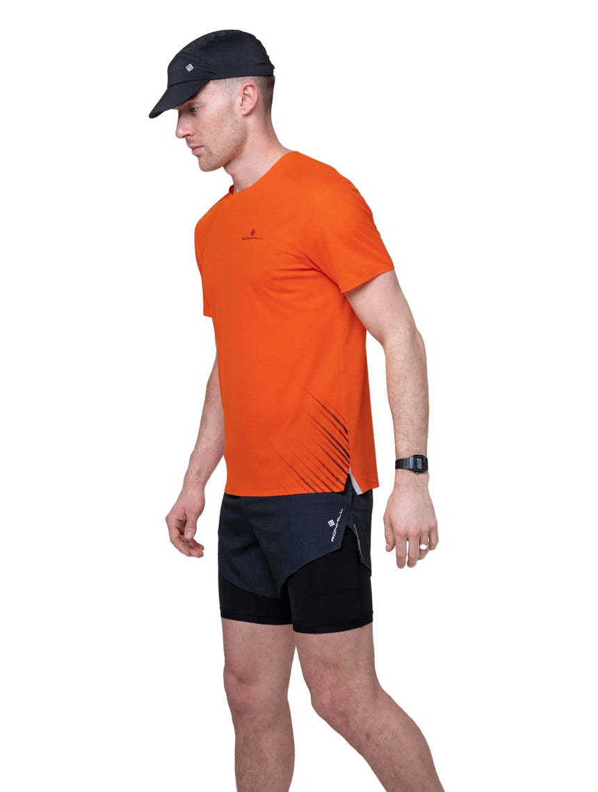 Ronhill Men's Tech Race S/S Tee in Ronhill Red/Black - detail, 2