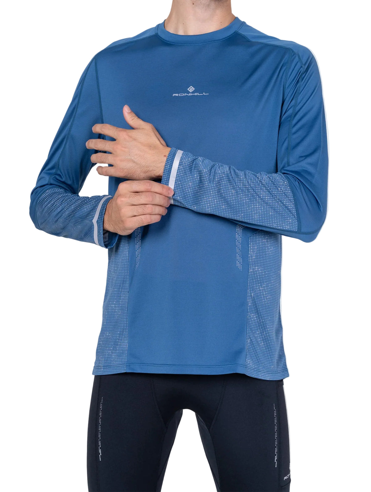Ronhill Men's Tech Reflect L/S Tee in Glacier/Reflect - Studio Stretching