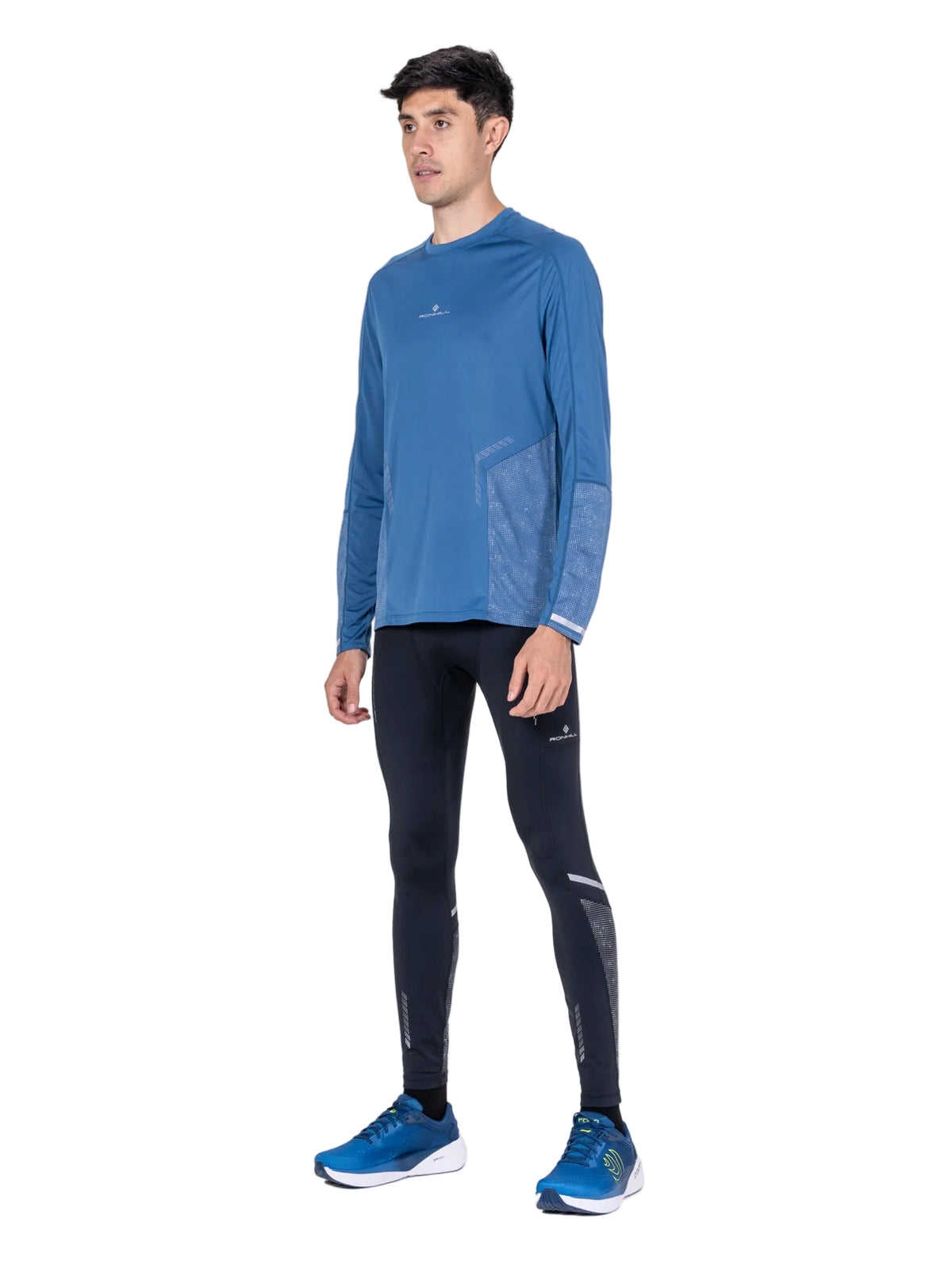 Ronhill Men's Tech Reflect Tight in Black/Reflect - worn, front