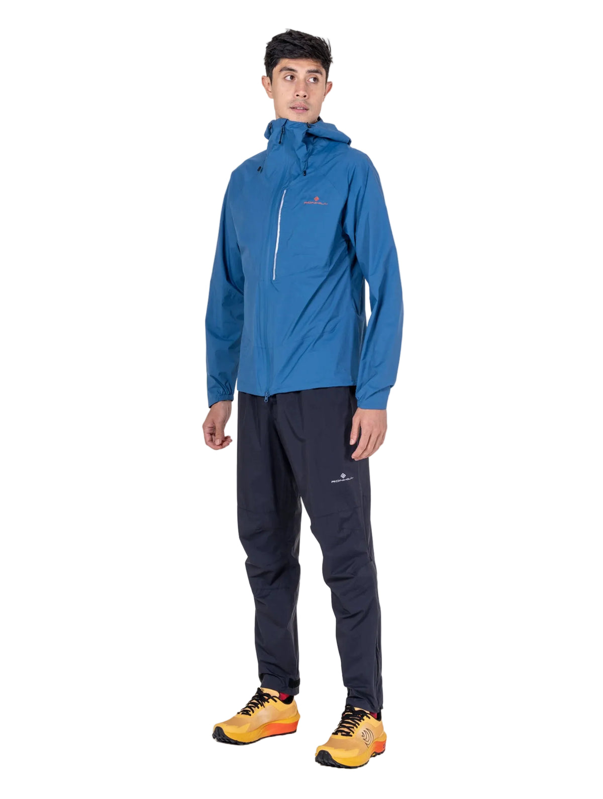 Ronhill Men's Tech Storm Jacket in Glacier/Ronhill Red - back three-quarter