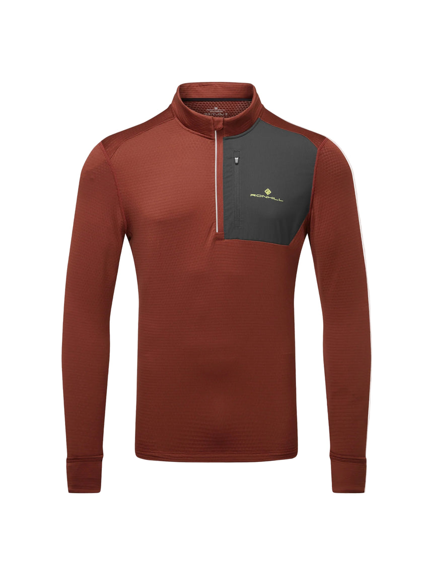 Ronhill Men's Tech Winter 1/2 Zip in Chestnut/Oxide - front