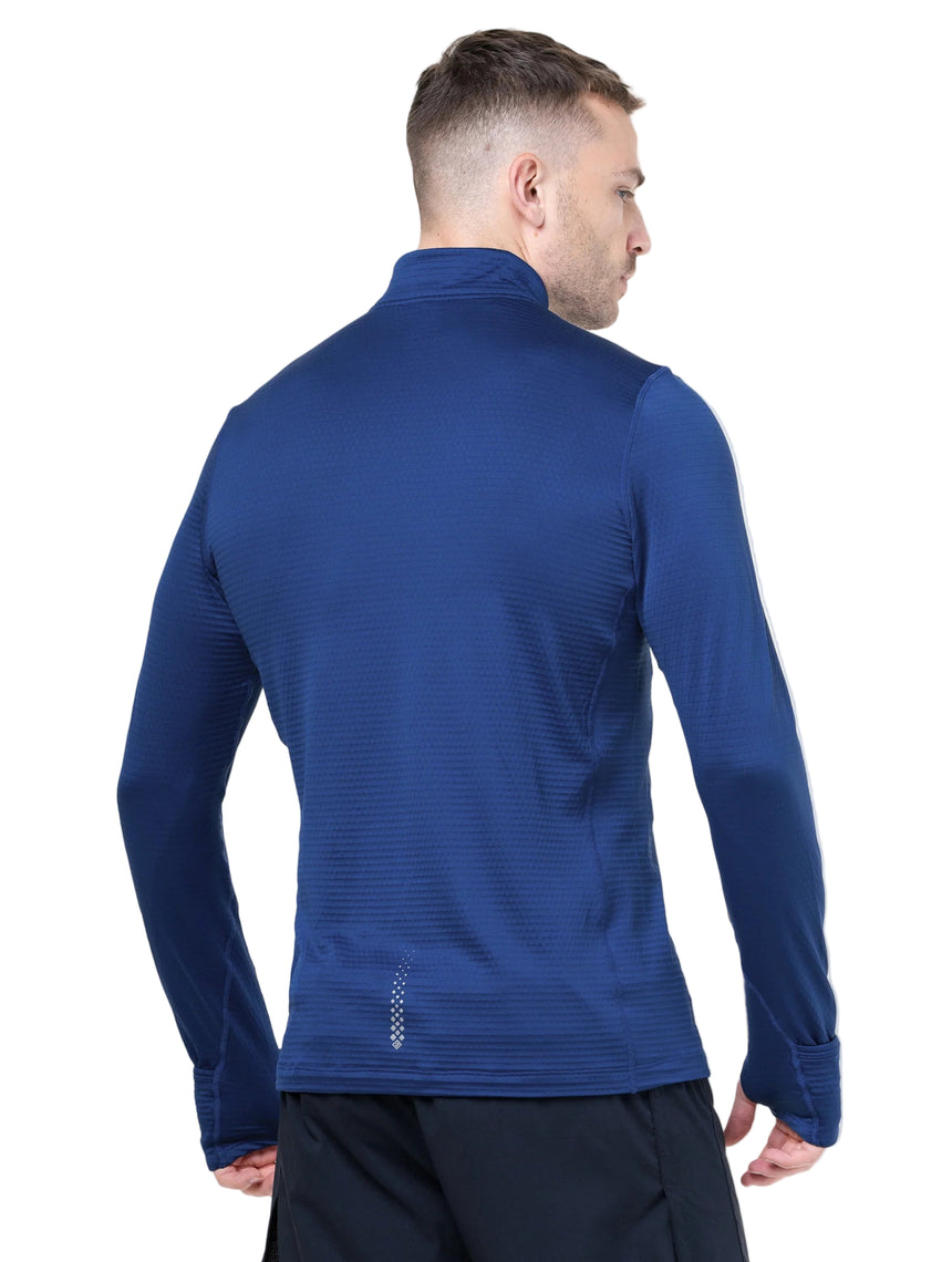 Ronhill Men's Tech Winter 1/2 Zip in Ocean/Electric Blue - back, fit