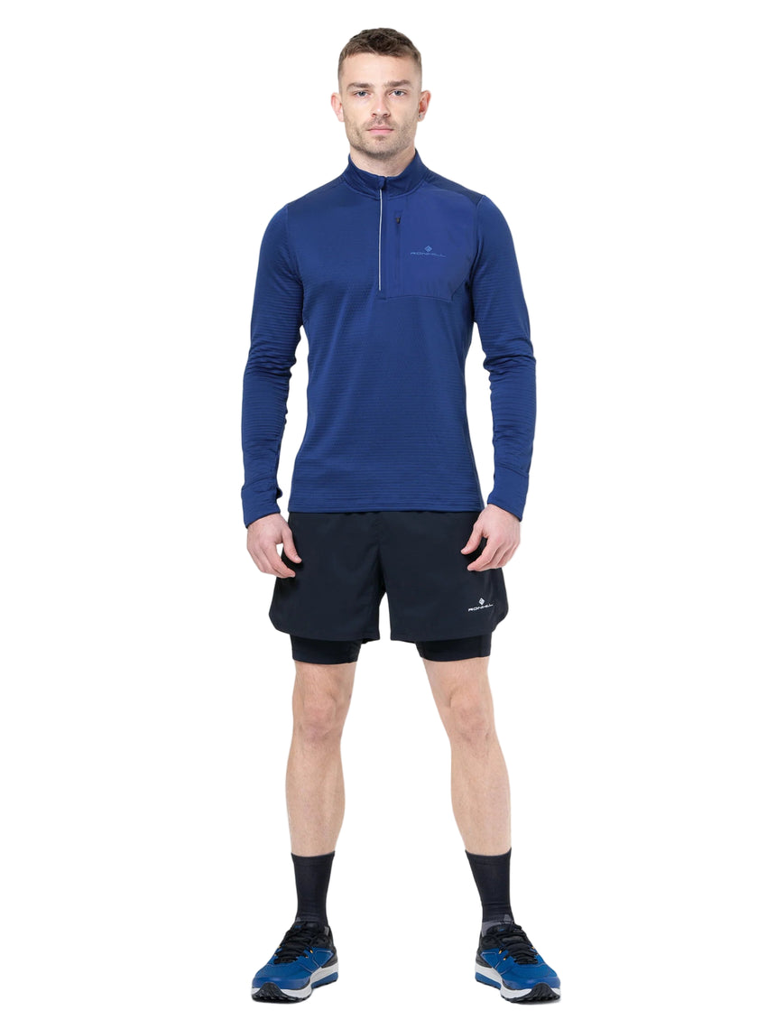 Ronhill Men's Tech Winter 1/2 Zip in Ocean/Electric Blue - front, fit