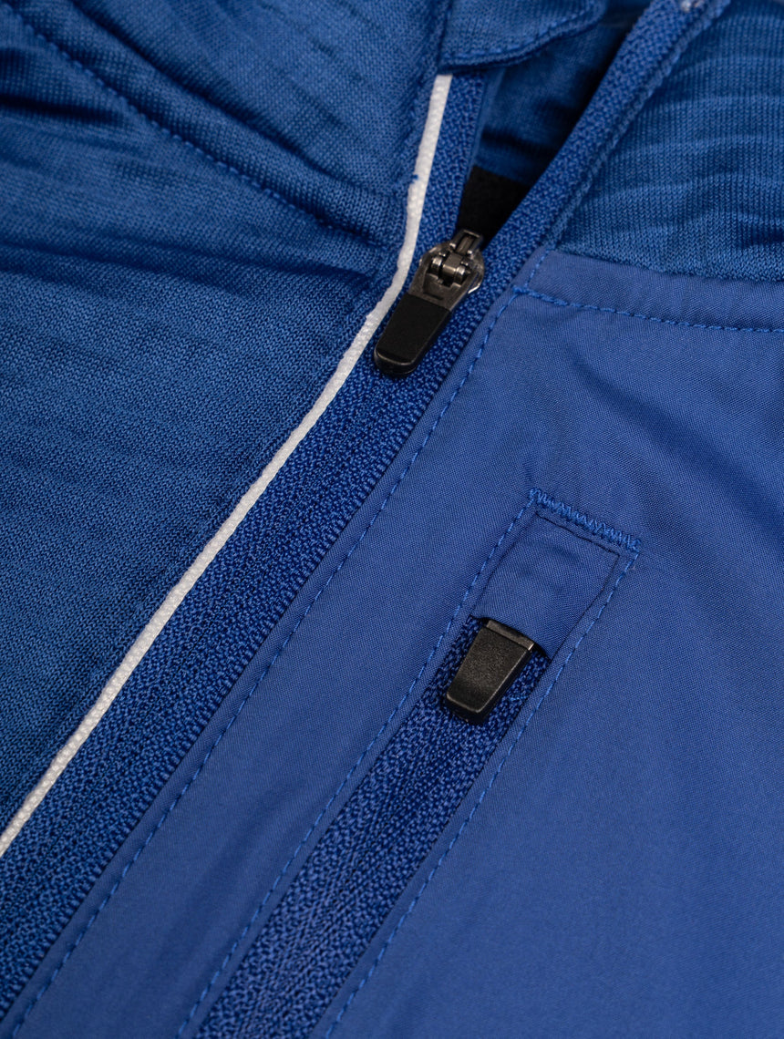 Ronhill Men's Tech Winter 1/2 Zip in Ocean/Electric Blue - zip detail