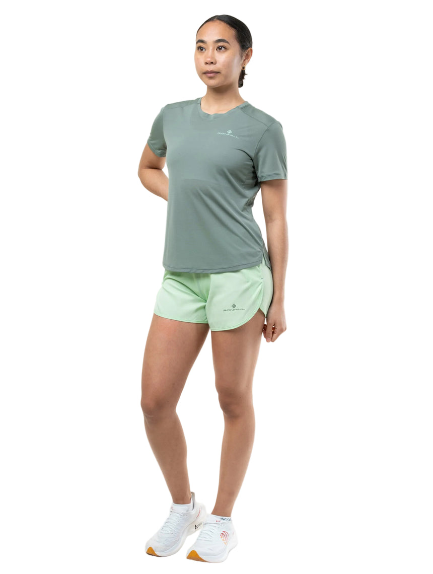 Ronhill Women's Tech 4.5" Short in Seafoam/Laurel - detail, 3