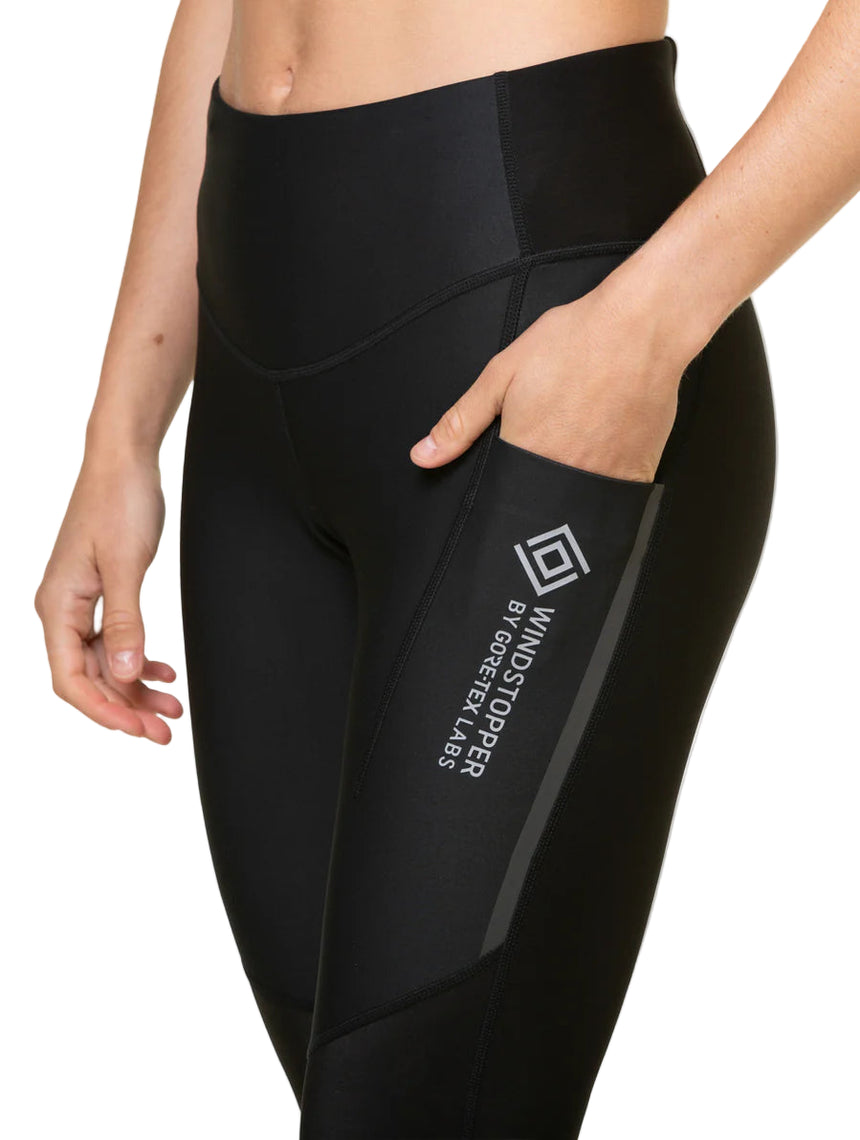 Ronhill Women's Tech GORE-TEX Windstopper Tight All Black - thigh stash pocket detail
