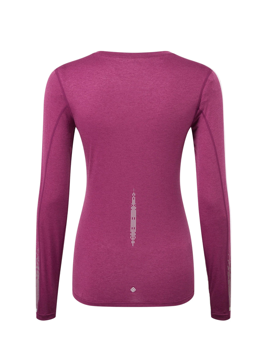 Ronhill Women's Tech Reflect L/S Tee in Blackcurrant/Reflect - back