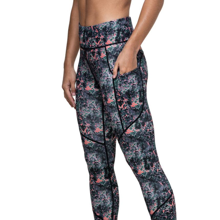 Ronhill Women's Tech Tight in Coralescent - side, worn