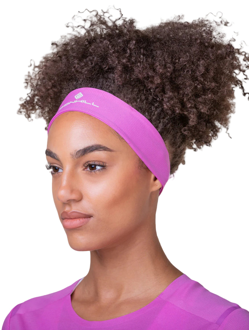 Ronhill Lightweight Headband Outdoor Action Fuchsia/Honeydew- Side Fit