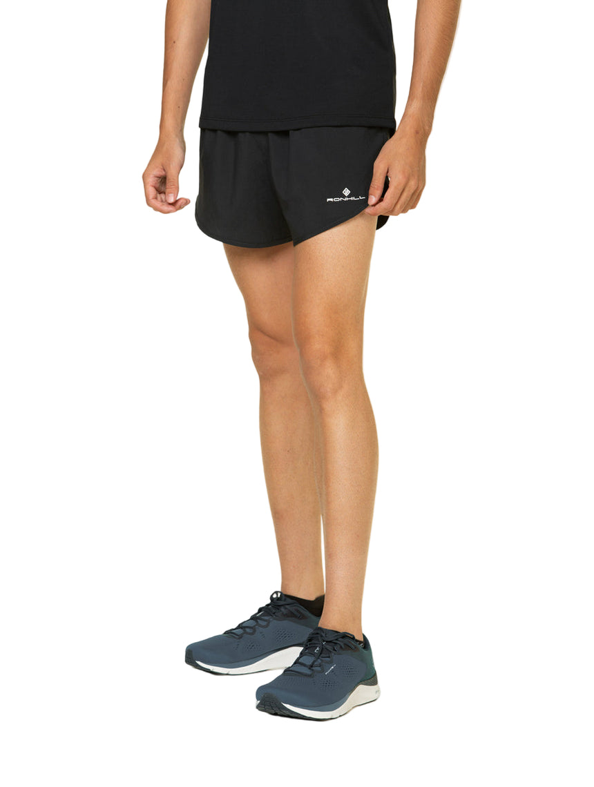 Ronhill Mens Core Racer Short Outdoor Action Black/Bright White- Front Fit