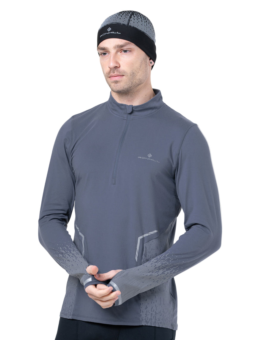 Ronhill Mens Tech Reflect 1/2 Zip Outdoor Action Anchor/Reflect- Thumb Loop