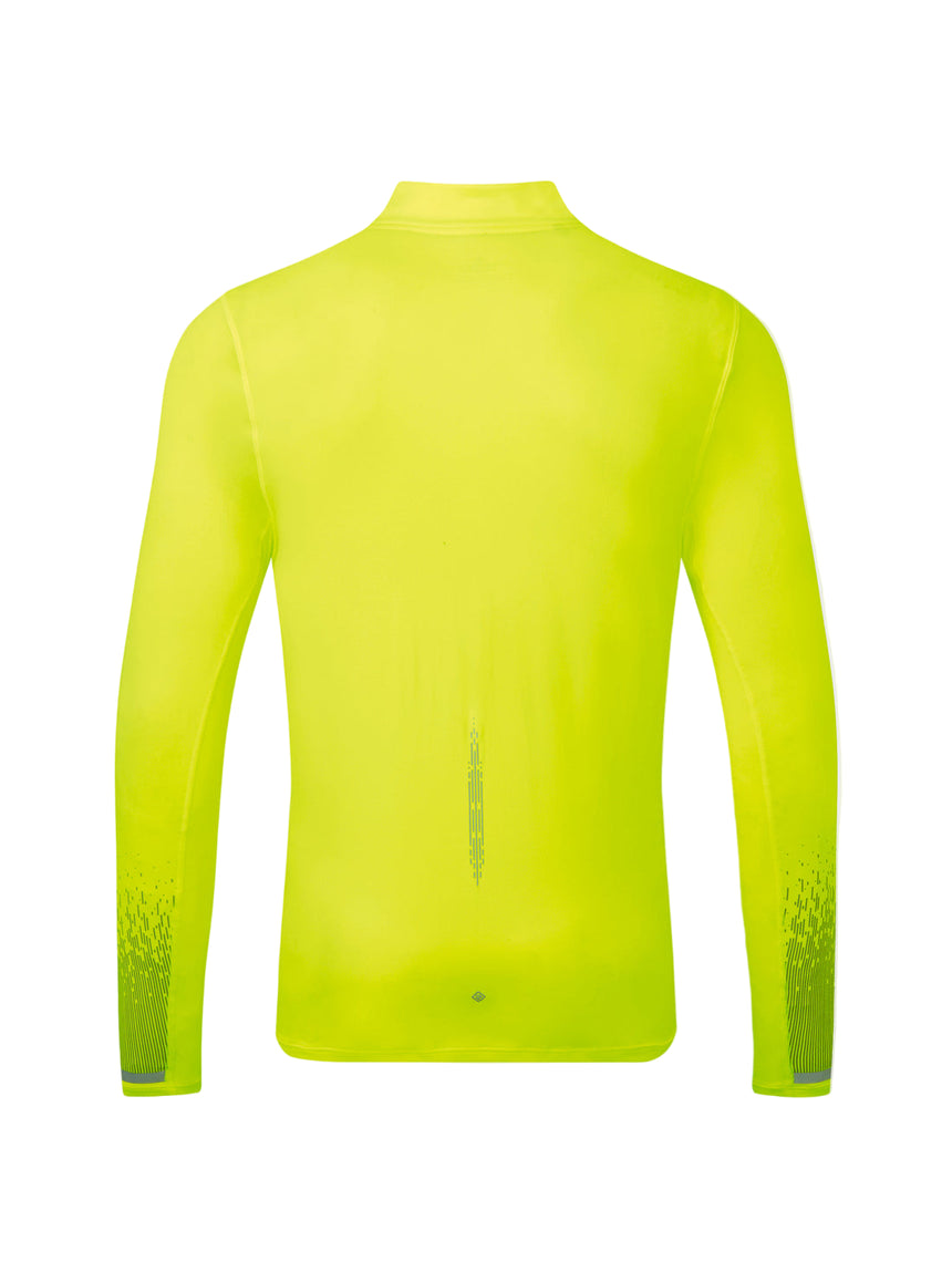 Ronhill Mens Tech Reflect 1/2 Zip Outdoor Action Fluo Yellow/Reflect- Back
