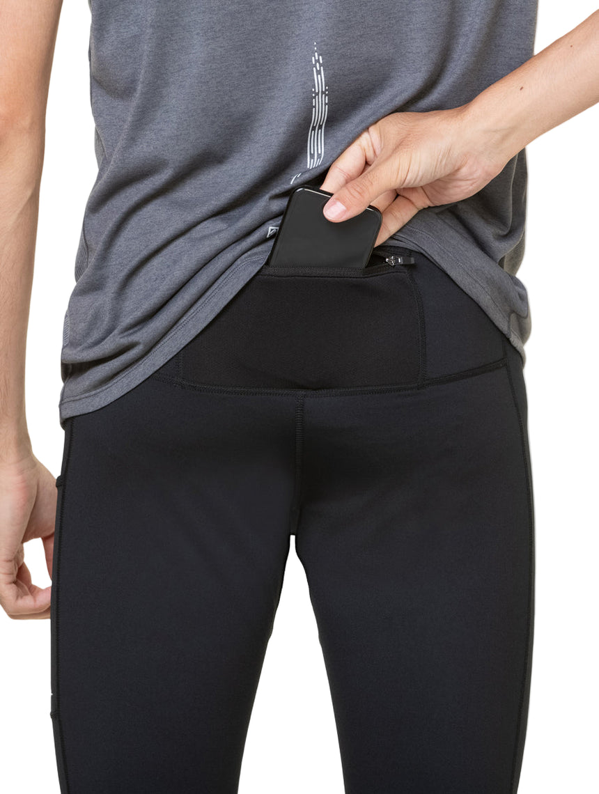 Ronhill Mens Tech Reflect Tight Outdoor Action Black/Reflect- Secure pocket